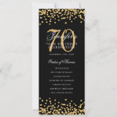 70e verjaardagsprogramma menu dank je gouden confe kaart (Voorkant)