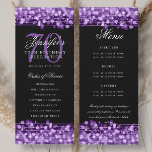 70e Verjaardagsprogramma Paars Menu + Dank U Kaart