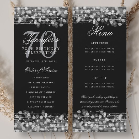 70e verjaardagsprogramma Zilveren Menu+Dank je Kaart