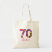 70e verjaardagstas bloemetjeszak op maat 70 jaar t tote bag (Voorkant)