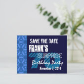70e Verrassing Verjaardag Save the Date Blue Patte Aankondigingskaart (Staand voorkant)