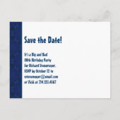 70e Verrassing Verjaardag Save the Date Blue Patte Aankondigingskaart (Achterkant)