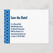 70e Verrassing Verjaardag Save the Date Blue Patte Aankondigingskaart (Achterkant)