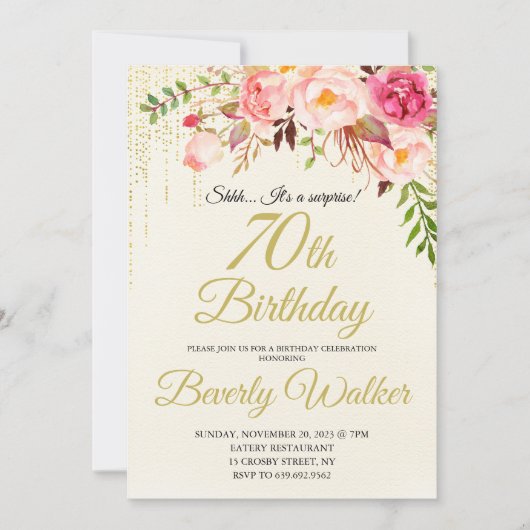 70e Verrassing Verjaardag Vrouwen Verjaardag Kaart (Voorkant)