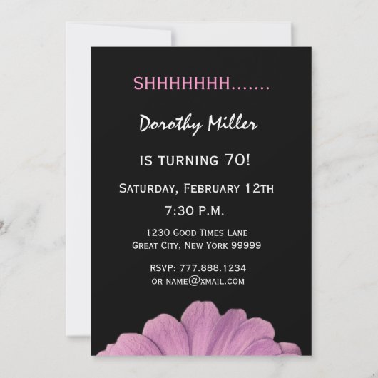 70e verrassingsdag  roze dag kaart (Achterkant)