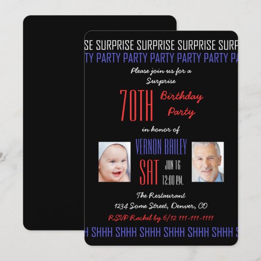 70e Verrassingsverjaardagsfeestje Zijn foto's op z Kaart (Voorkant / Achterkant)