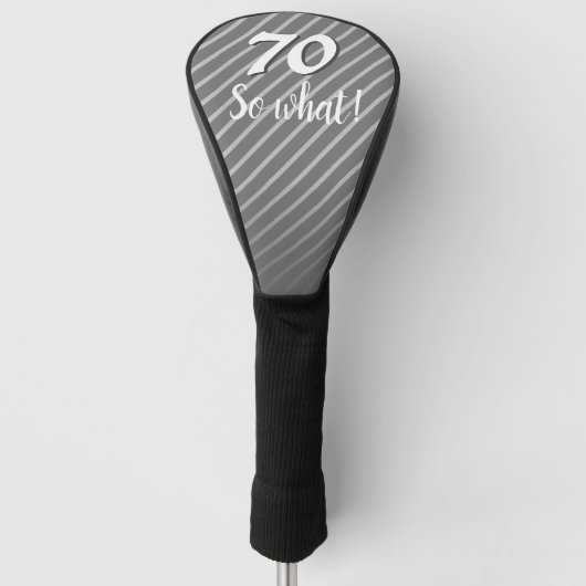 70e, wat Elegant Grey Stripe 70e verjaardag Golfheadcover (Voorkant)
