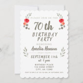 70e Waterverf Roos Twig Floral Party Kaart (Voorkant)