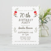 70e Waterverf Roos Twig Floral Party Kaart (Staand voorkant)