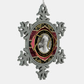 70e Zeventigste Gold Ruby Diamonds Foto Lijst Tin Sneeuwvlok Ornament (Links)