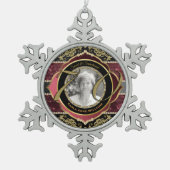 70e Zeventigste Gold Ruby Diamonds Foto Lijst Tin Sneeuwvlok Ornament (Voorkant)