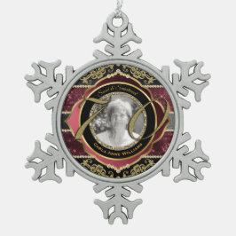 70e Zeventigste Gold Ruby Diamonds Foto Lijst Tin Sneeuwvlok Ornament