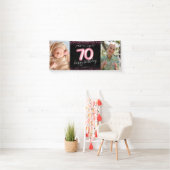 70e Zwart Roze Gelukkige Verjaardag Foto Banner (Insitu)