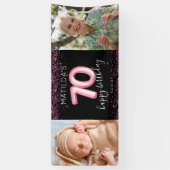 70e Zwart Roze Gelukkige Verjaardag Foto Banner (Verticaal)