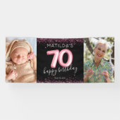 70e Zwart Roze Gelukkige Verjaardag Foto Banner (Horizontaal)