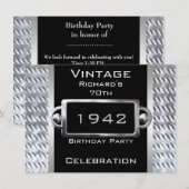  70e Zwarte Metal Birthday Party Kaart (Voorkant / Achterkant)