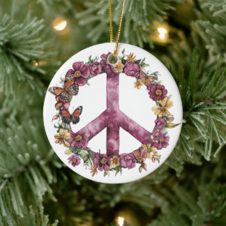 70s 60s Peace Sign Colorful Keramisch Ornament