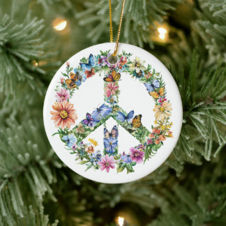 70s 60s Peace Sign Colorful Keramisch Ornament