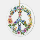 70s 60s Peace Sign Colorful Keramisch Ornament (Links)