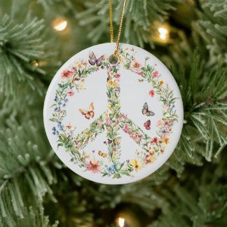 70s 60s Peace Sign Colorful Keramisch Ornament