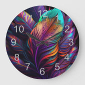 70s 60s Psychedelic Feathers  Grote Klok (Voorkant)