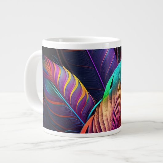 70s 60s Psychedelic Feathers  Grote Koffiekop (Links)