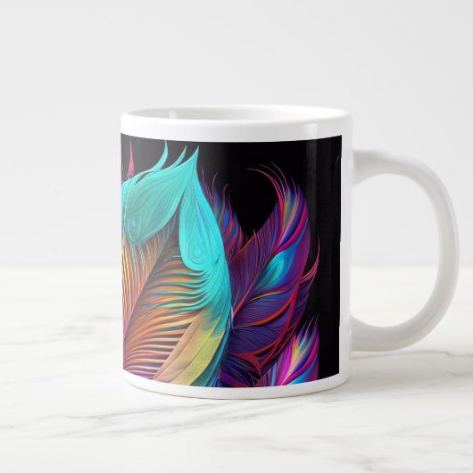 70s 60s Psychedelic Feathers  Grote Koffiekop (Rechts)