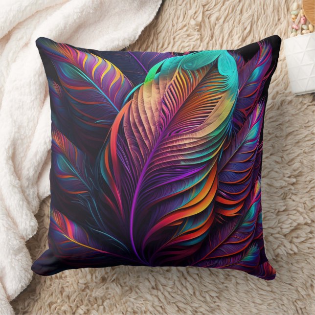 70s 60s Psychedelic Feathers  Kussen (Deken)