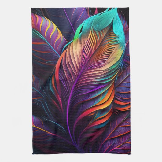 70s 60s Psychedelic Feathers  Theedoek (Verticaal)
