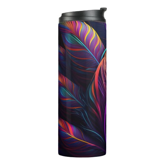 70s 60s Psychedelic Feathers  Thermosbeker (Gedraaid links)