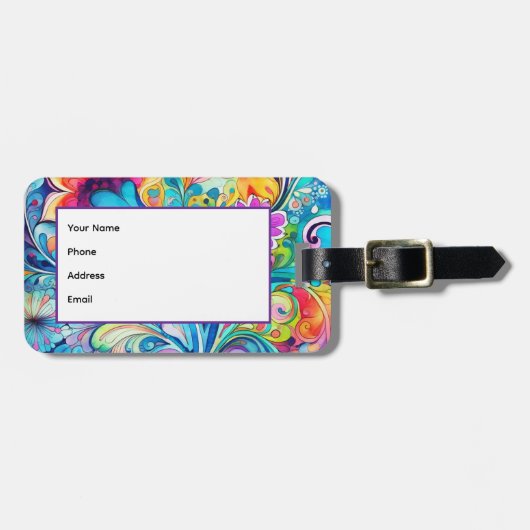 70s 60s Psychedelic Hippy Retro Hip Bagagelabel (Voorkant horizontaal)