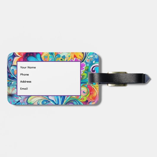 70s 60s Psychedelic Hippy Retro Hip Bagagelabel (Achterkant horizontaal)