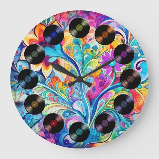 70s 60s Psychedelic Hippy Retro Hip Grote Klok (Voorkant)