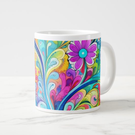 70s 60s Psychedelic Hippy Retro Hip Grote Koffiekop (Voorkant rechts)