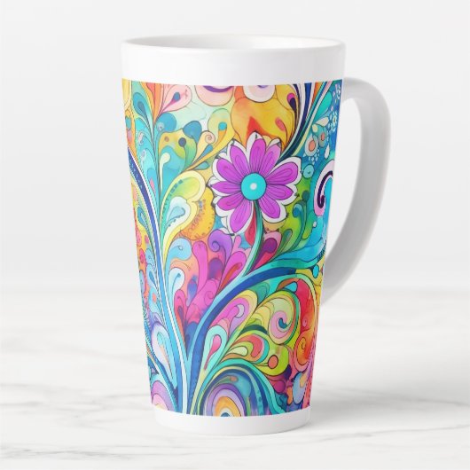 70s 60s Psychedelic Hippy Retro Hip Latte Mok (Rechterhoek)