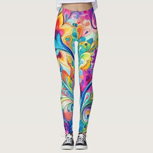 70s 60s Psychedelic Hippy Retro Hip Leggings (Voorkant)