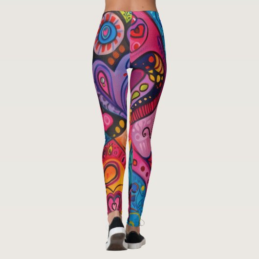 70s 60s Psychedelic Hippy Retro Hip Leggings (Achterkant)