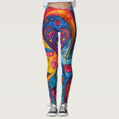 70s 60s Psychedelic Hippy Retro Hip Leggings (Voorkant)