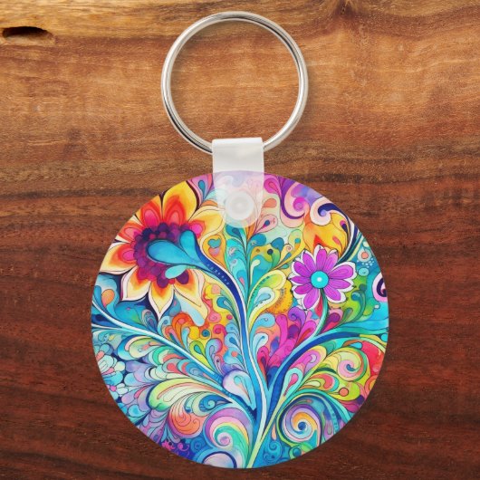 70s 60s Psychedelic Hippy Retro Hip Sleutelhanger (Achterkant)