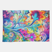 70s 60s Psychedelic Hippy Retro Hip Theedoek (Horizontaal)