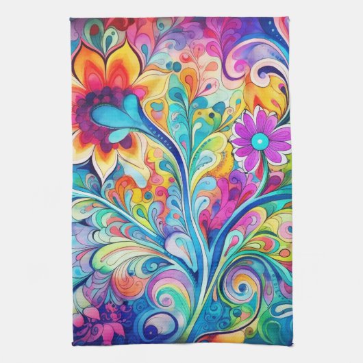 70s 60s Psychedelic Hippy Retro Hip Theedoek (Verticaal)