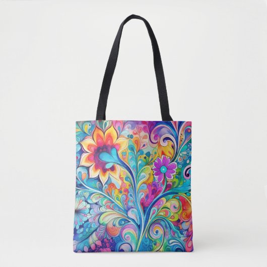 70s 60s Psychedelic Hippy Retro Hip Tote Bag (Voorkant)