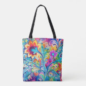 70s 60s Psychedelic Hippy Retro Hip Tote Bag (Achterkant)
