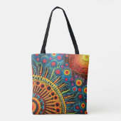 70s 60s Psychedelic Hippy Retro Hip Tote Bag (Achterkant)
