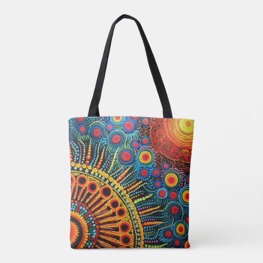 70s 60s Psychedelic Hippy Retro Hip Tote Bag (Achterkant)