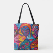 70s 60s Psychedelic Hippy Retro Hip Tote Bag (Achterkant)