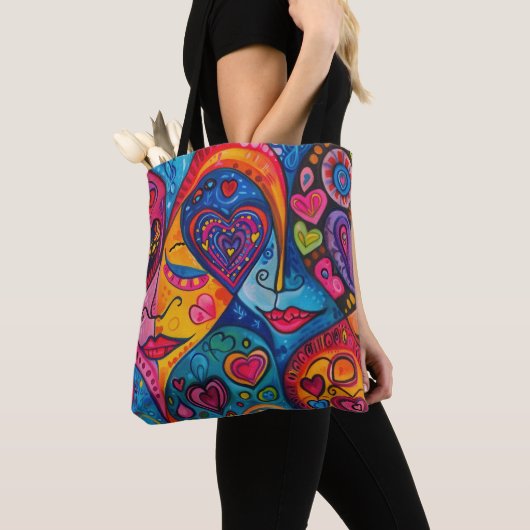 70s 60s Psychedelic Hippy Retro Hip Tote Bag (Dichtbij)