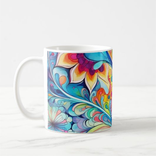 70s 60s Psychedelische Hippie Retro Hip Koffiemok (Links)
