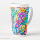 70s 60s Psychedelische Hippie Retro Hip Latte Mok (Rechterhoek)