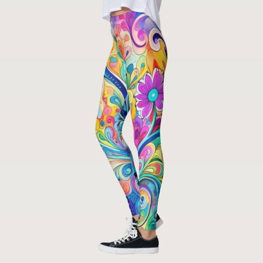 70s 60s Psychedelische Hippie Retro Hip Leggings (Links)